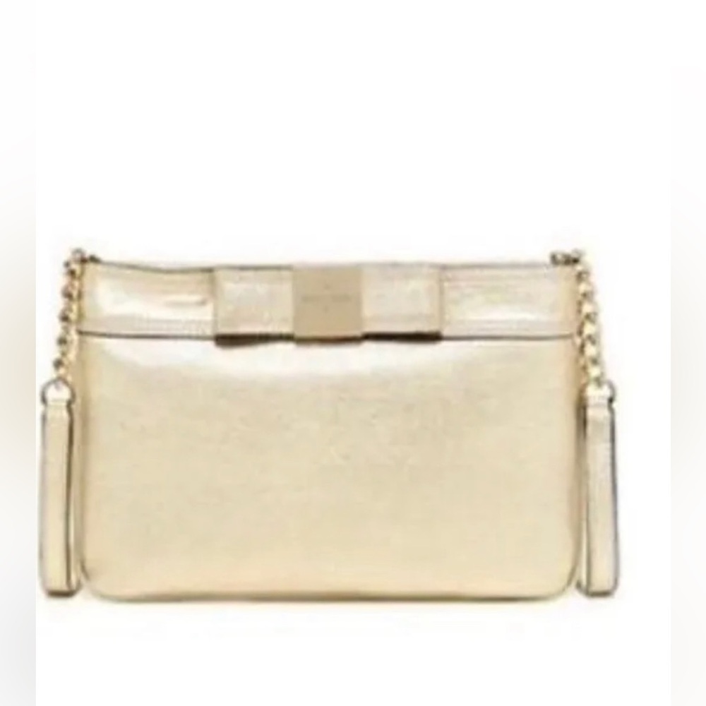 Kate Spade Gold Leather Bow Crossboday Purse | EUC